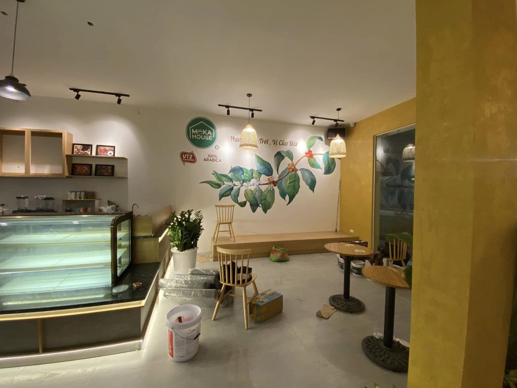 ☕ Tranh Tường & Sơn Hiệu Ứng Cho Quán Cà Phê – Tạo Cá Tính Riêng Cho Không Gian Của Bạn